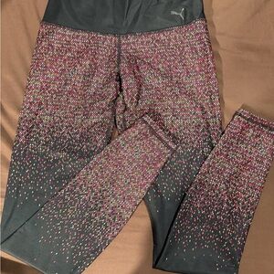 Puma Womens Black and Pink Patterned Leggings